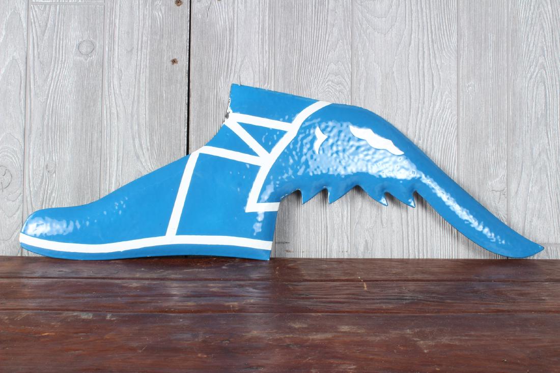 Vintage Goodyear Enameled Metal Sign: Vintage Goodyear Enameled Metal Sign. Size: 10.5" x 30.5" x 5"