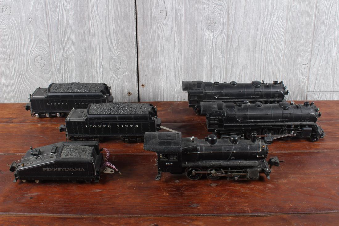 3 Lionel O Guage Locomotives: 3 Lionel O Guage Locomotives with associated tenders. Size: 3.5" x 12" x 2.5"