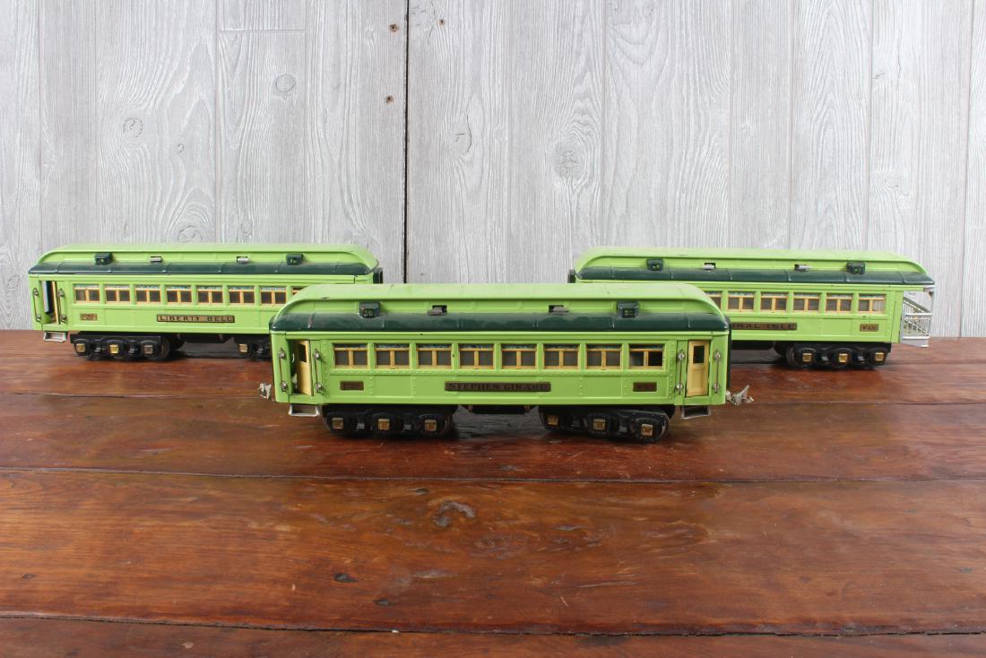 3 Lionel Passenger Cars: 3 Lionel Passenger Cars. Including the Stephen Girard, the Coral Isle, and the Liberty Bell. Size: 5" x 17" x 3.5"