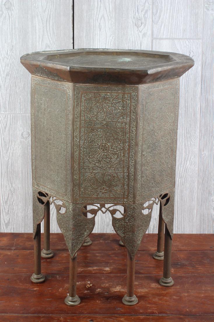 Syrian Etched Copper and Brass Tray Table (1 of 4)
