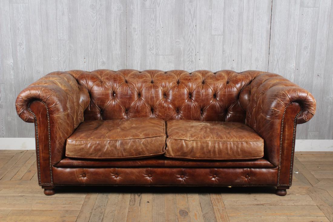 Restoration Hardware Style Leather Chesterfield (1 of 4)