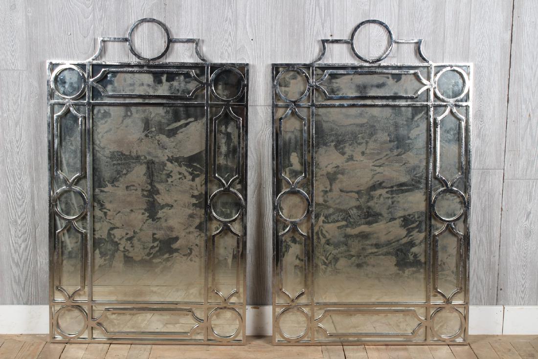 2  Asian Inspired Brushed Metal Frame Mirrors (1 of 4)