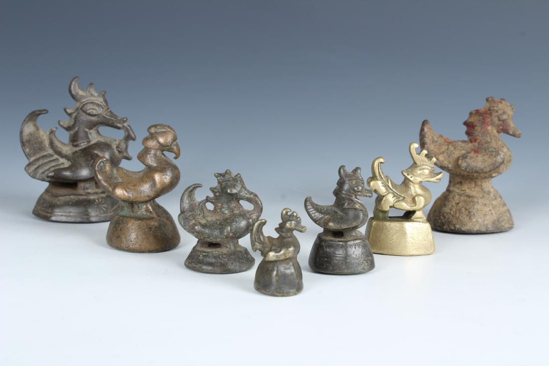 7 Antique Bronze Burmese Opium Weights (1 of 4)