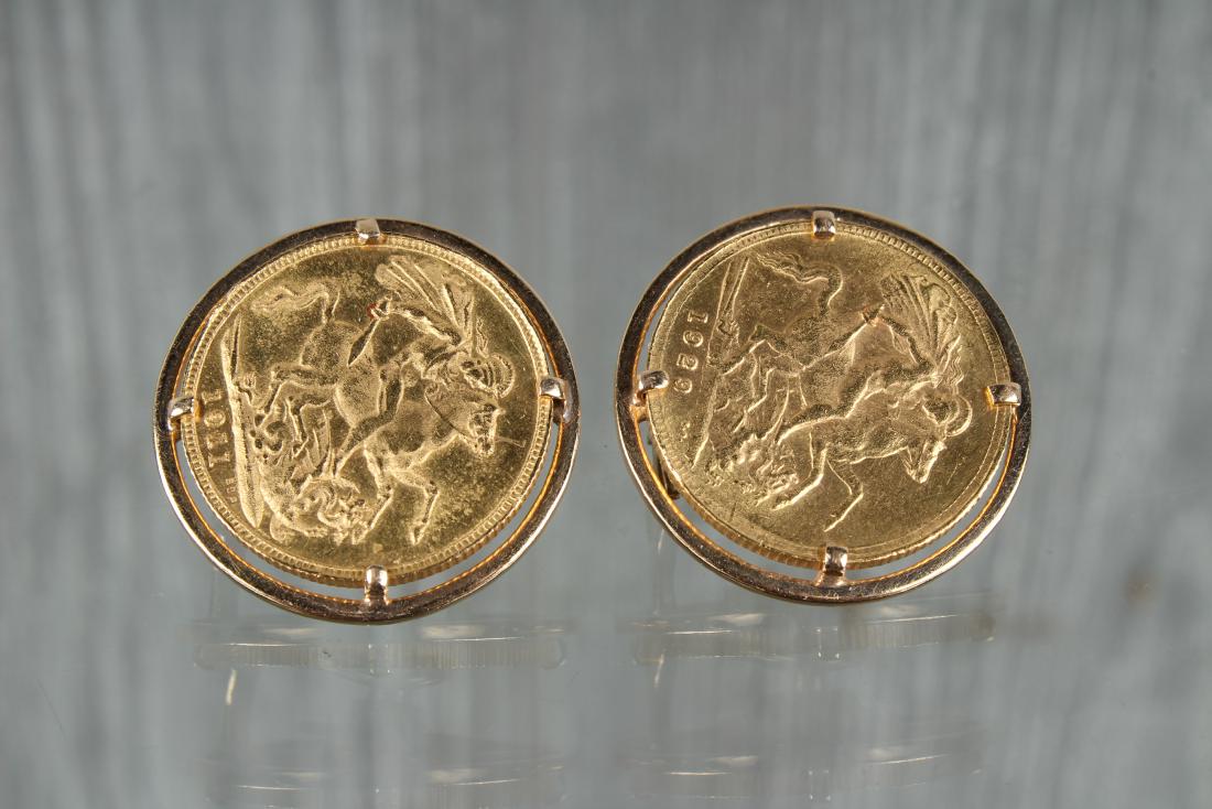 Gold English Sovereign Coins Mounted as Earrings (1 of 3)