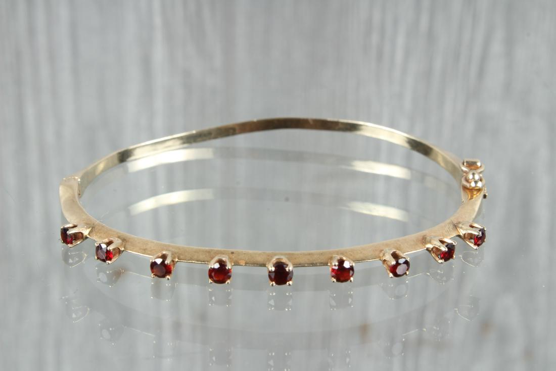 Ladies 9 Garnet 14K Gold Cuff Bracelet (1 of 6)