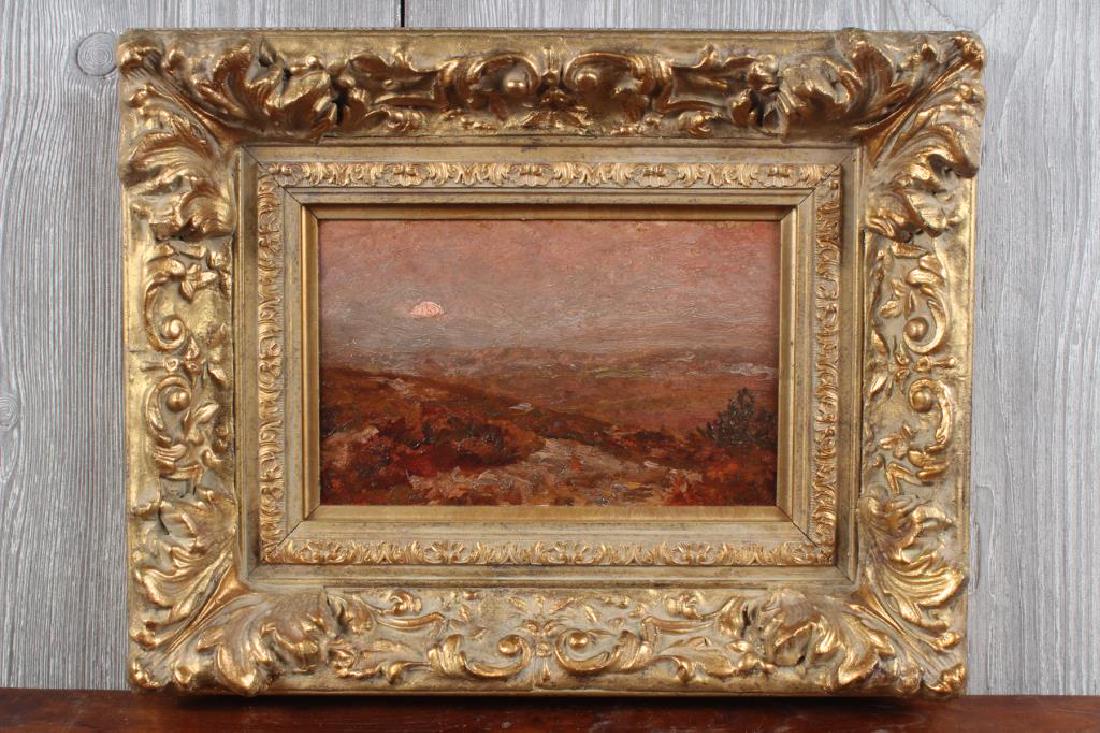 Antique Painting Signed James Charles: Antique Painting Signed James Charles. Inscribed on obverse, Moorehead Evening Landscape. Size: Framed: 13" H x 17" W x 2.5" D; Sight: 6" H x 9" W