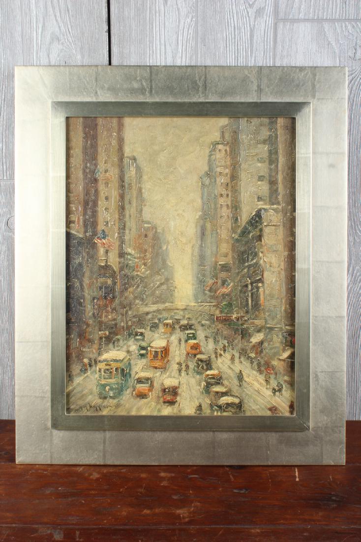 Guy Carleton Wiggins (20th C American) Urban Snow: Guy Carleton Wiggins (20th C American) Urban Snow. Size: Framed: 24" H x 20" W x 1.5" D; Sight: 17.5" H x 13.5" W
