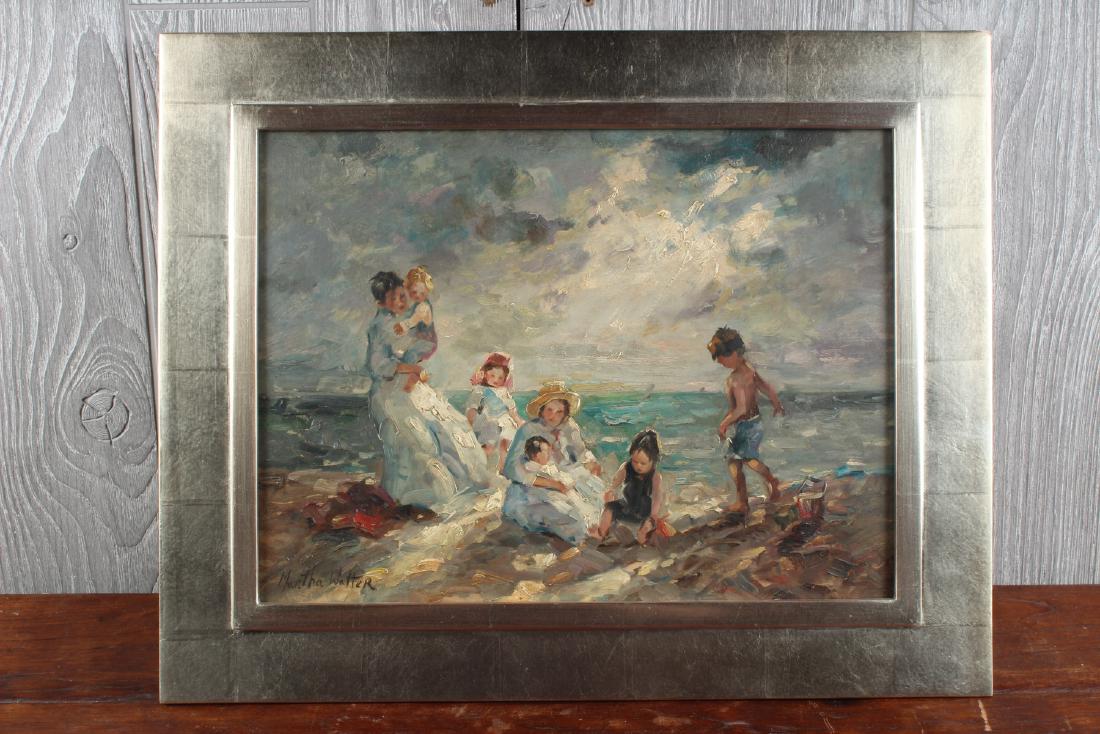 Martha Walter (20th C American) Family Beach Scene: Martha Walter (20th C American) Family Beach Scene. Size: Framed: 16.5" H x 20.5" W x 1" D; Sight: 11.5" H x 15.5" W