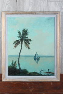 Harold Newton Florida Highwaymen Painting: Harold Newton Florida Highwaymen Painting. Size: Framed: 23" H x 19" W x 1" D; Sight: 19.5" H x 15.5" W