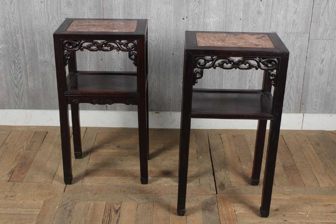 Pair Inset Marble Chinese Stands (1 of 4)