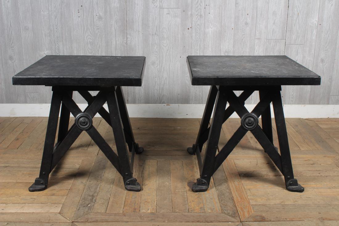 Pair Slate Top Metal Tables (1 of 4)