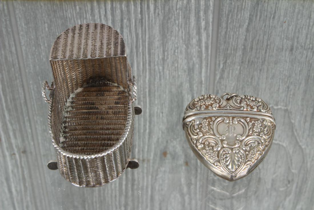 Miniature Dutch Silver Bassinet and Locket (1 of 6)