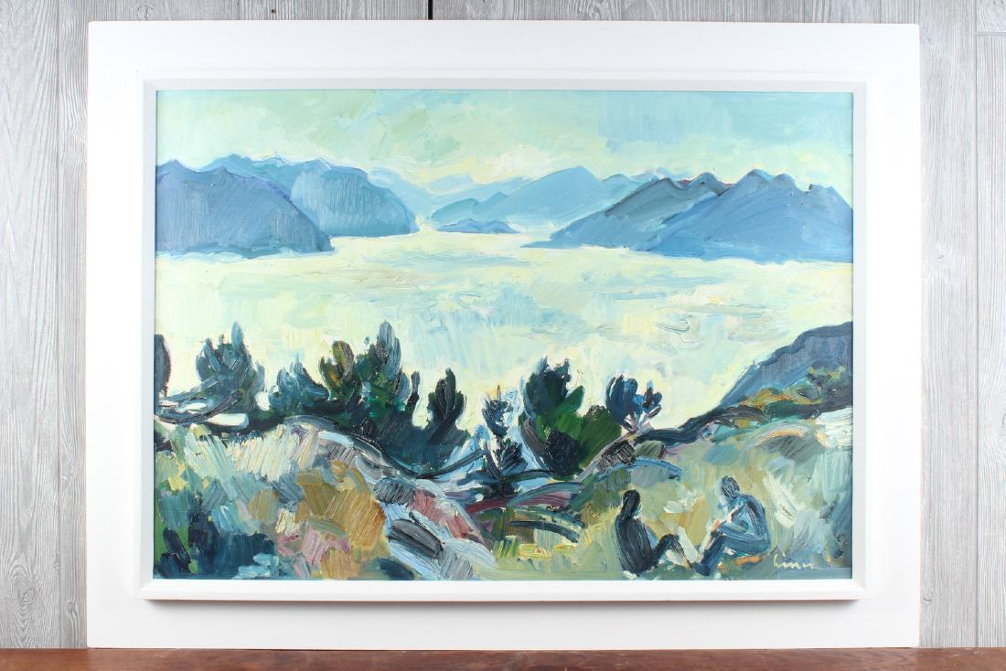 Carl Liner (20th C Swiss) Fjord Side Painting (1 of 3)