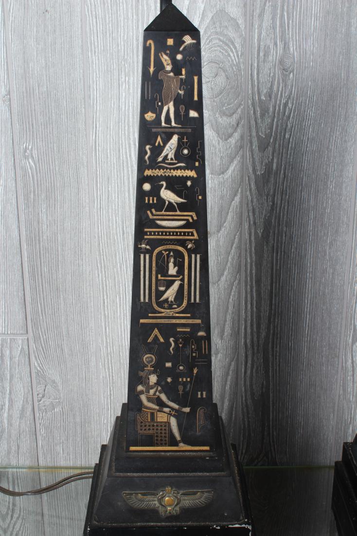 Pair Egyptian Revival Obelisk Lamps (1 of 5)