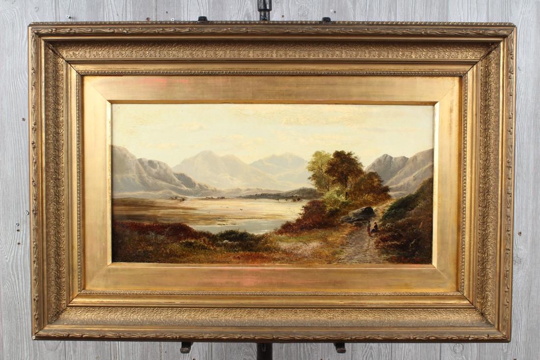 Signed Charles Leslie 1882: Signed Charles Leslie 1882. Landscape OOC. Size: Framed: 24" H x 36" W x 3" D; Sight: 12" H x 24" W