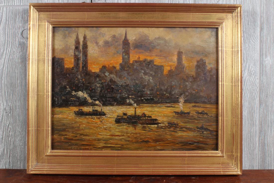 After Paul Cornoyer (20th C, American) Cityscape: After Paul Cornoyer (20th C, American) Cityscape. Size: Framed: 15.5" H x 19.5" W x 1.5" D; Sight: 11.5" H x 15.5" W