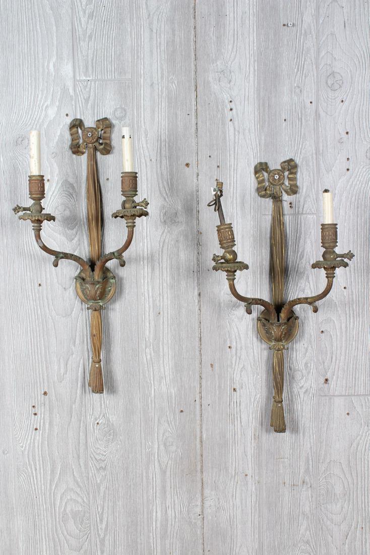 Pair French Style Bronze Sconces (1 of 4)