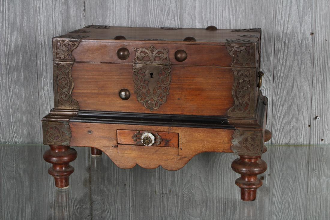 Carved Campaign Anglo Indian Box on Stand (1 of 5)