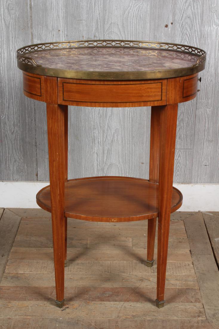 Marble Top French Directoire Style Tabourette: Marble Top French Directoire Style Tabourette. Size: 28" H x 19.5" W x 14.5" D