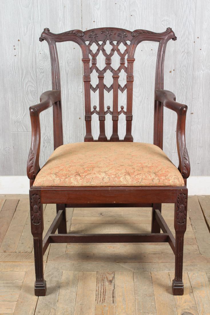Carved Chippendale Style Armchair: Carved Chippendale Style Armchair. Size: 38.5" H x 24.5" W x 22" D