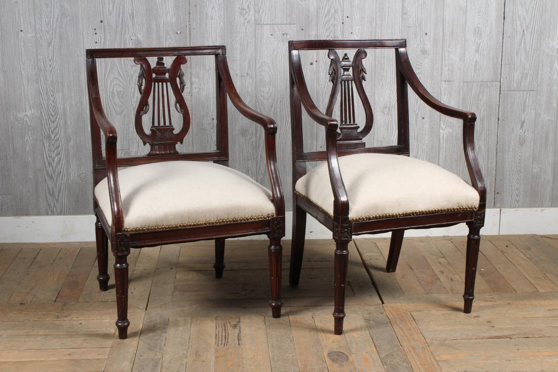 19th Century Pair Lyre Back Armchairs (1 of 5)