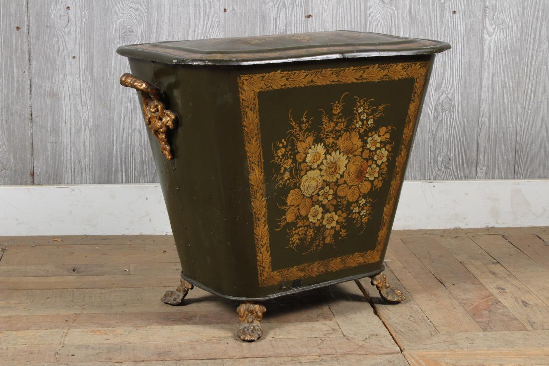 Tole Painted Floral Motif Coal Scuttle (1 of 6)