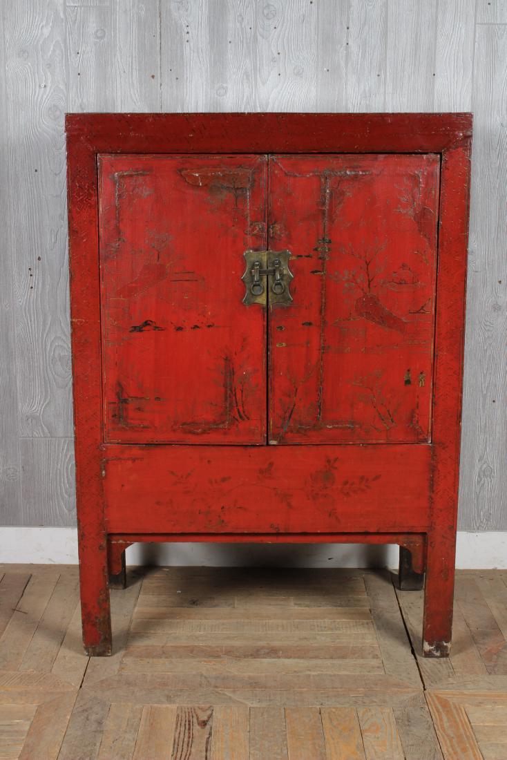 Asian Two Door Painted Cabinet (1 of 6)