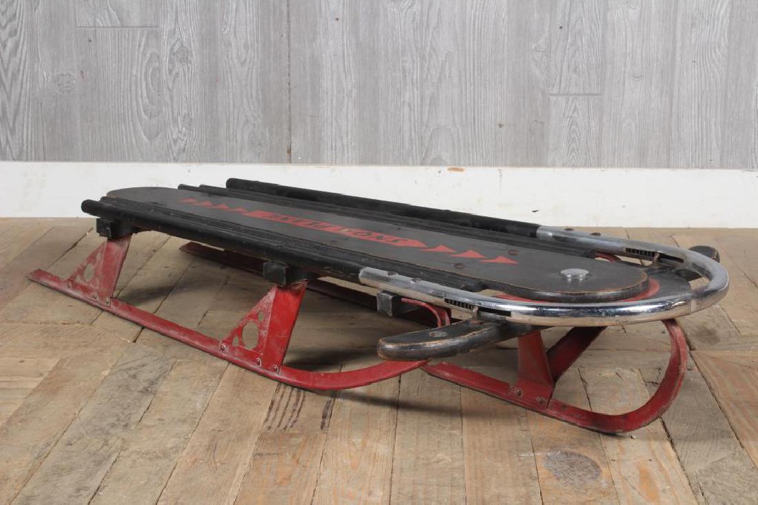 Art Deco Style Sno Plane Vintage Sled: Art Deco Style Sno Plane Vintage Sled. Painted wood and steel. Pat. No. 19796 5685. Size: 7.5" H x 22" W x 46" D