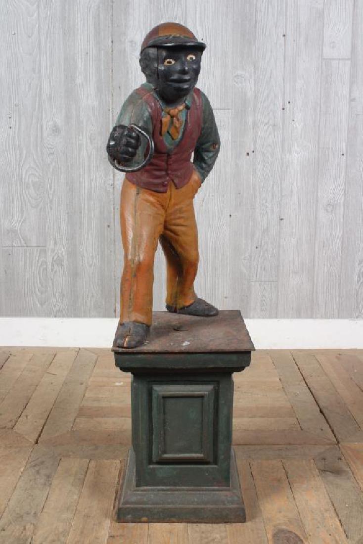 Black American Lawn Jockey Hitching Post: Cast Iron Painted Lawn Jockey Hitching Post. Size: 37.5" H x 17" W x 10.5" D