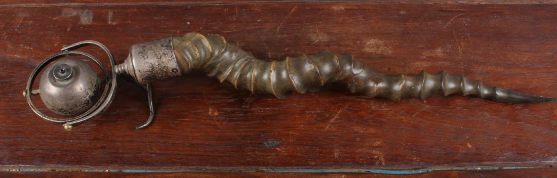 19th C English Silver Fireman's Parade Torch: 19th C English Silver Fireman's Parade Torch. Antelope horn handle. Marked JB. Size: 18.5" x 3.5" x 3"