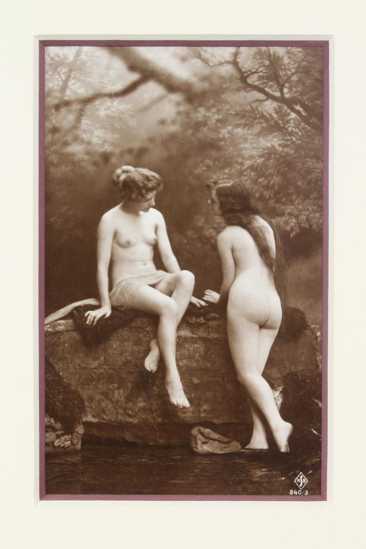 Vintage French Photographic Postcard: Vintage French Photographic Postcard. Marked MSB. Size: Framed: 16" H x 13" W x 0.5" D; Sight: 5" H x 3" W