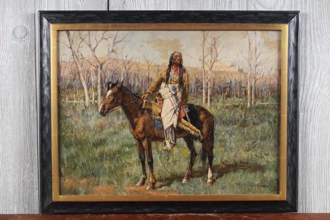 After Maynard Dixon (1875-1946 American West): Size: Framed: 14.5" H x 18.5" W x 1" D; Sight: 11.5" H x 15.5" W