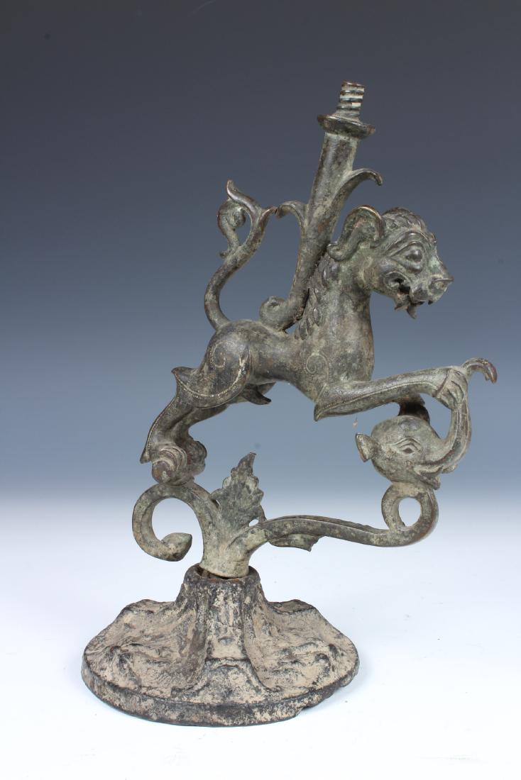 Rare Antique Bronze Indian Puja Lamp Stand (1 of 3)