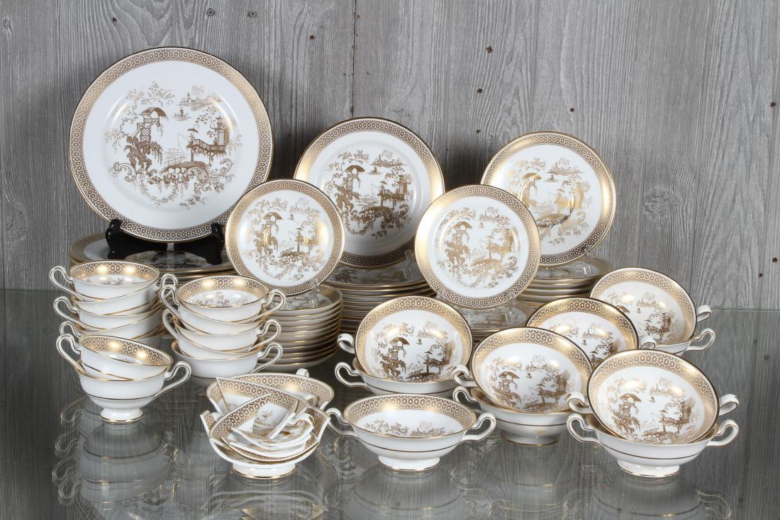 Spode Service For 12 Spode's Garden: Spode Service For 12 Spode's Garden. Includes teacups, saucers, bouillon cups, dinner plates, salad plates, and dessert plates. Hallmarked on bottom "Spode, Copeland China, England, Spode's Garden". (