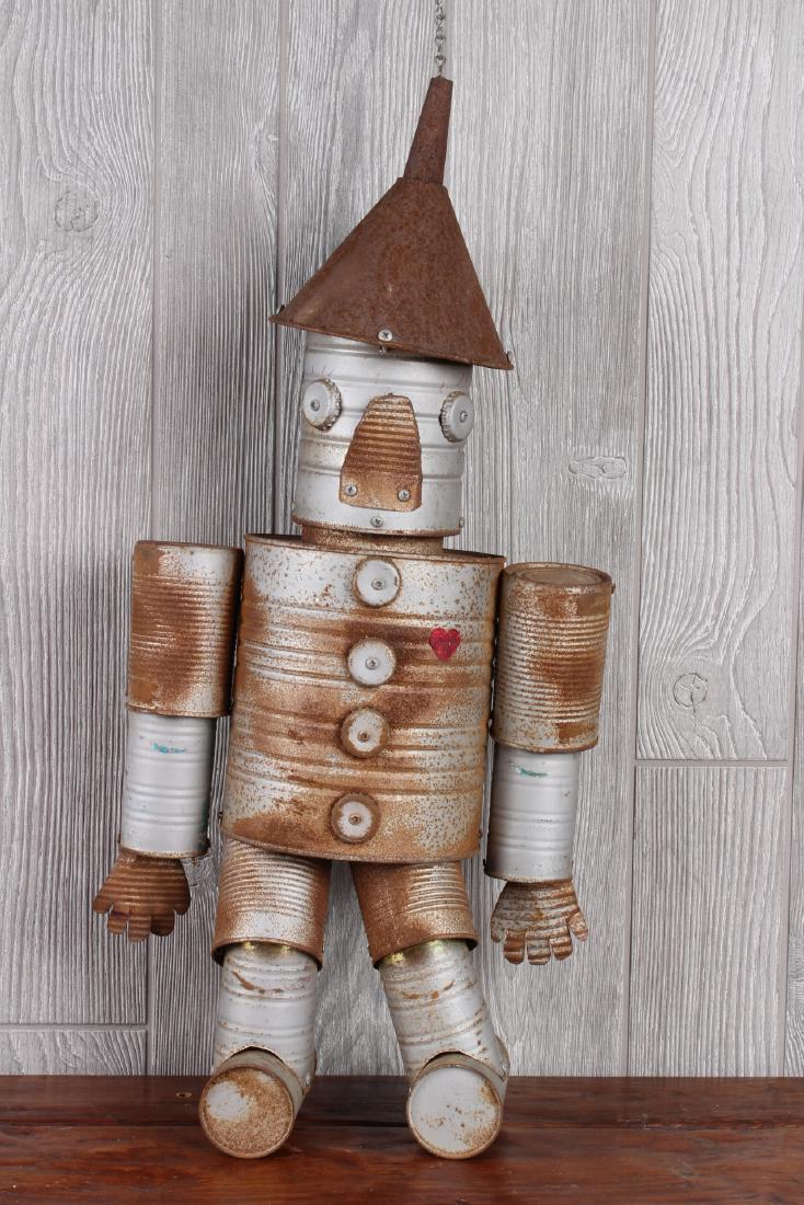 Folk Art Tin Man Marionette: A good folk art tin man sculpture. Size: 26" x 10.5" x 7"