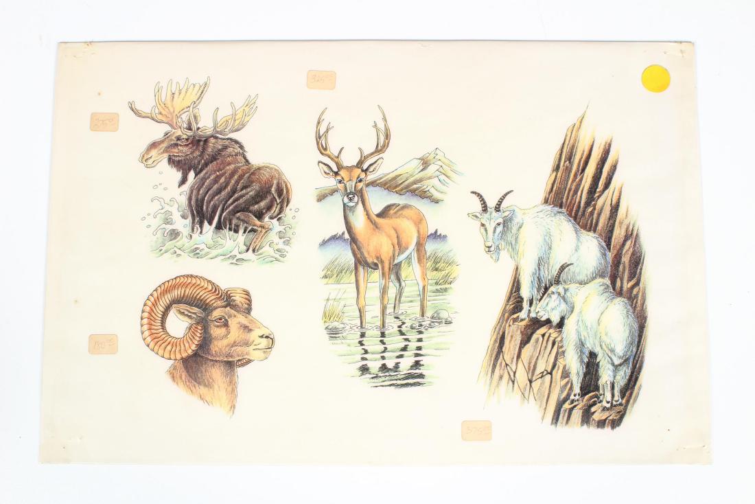 Vintage Animal Tattoo Flash: Vintage Animal Tattoo Flash. Moose, Ram, deer, and mountain goats. 4 images. Laminated. Size: 11" H x 17" W