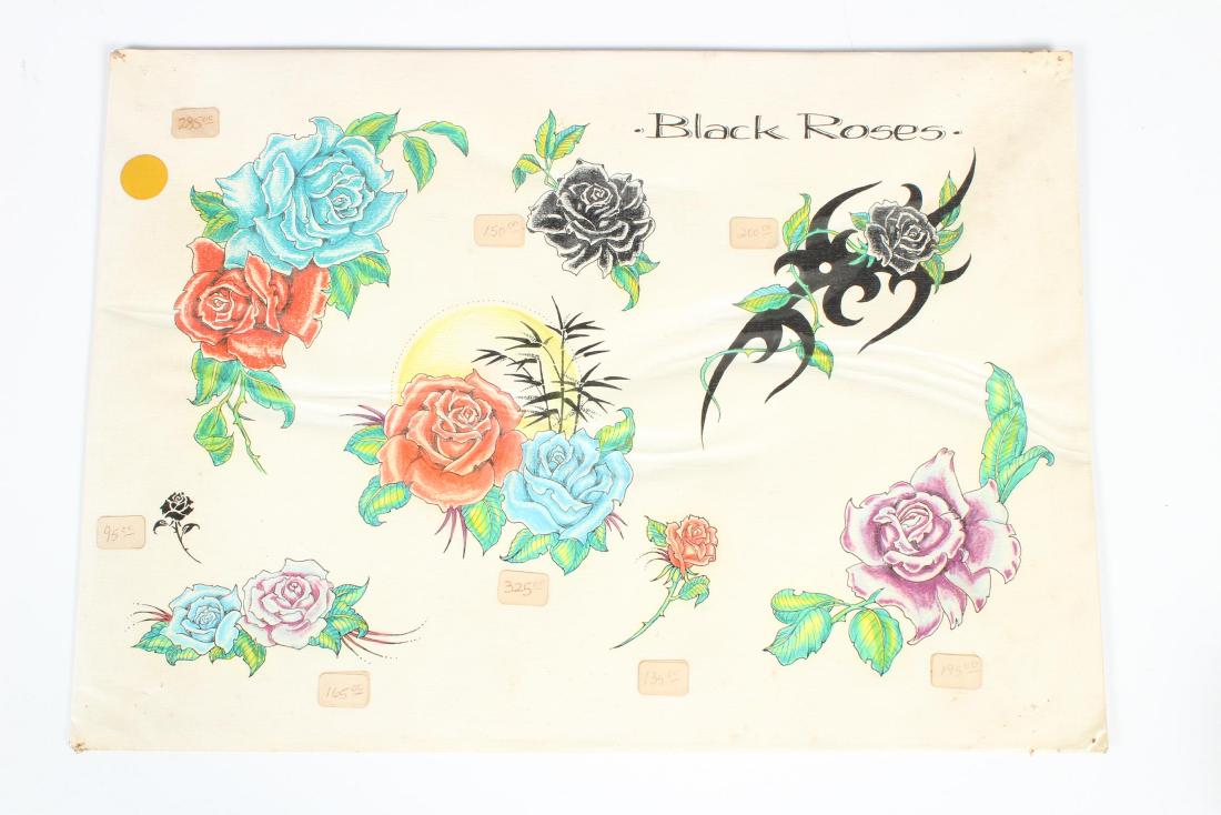 Vintage Black Roses Tattoo Flash: Vintage Black Roses Tattoo Flash. 8 images. Laminated. Size: 11" H x 15.5" W