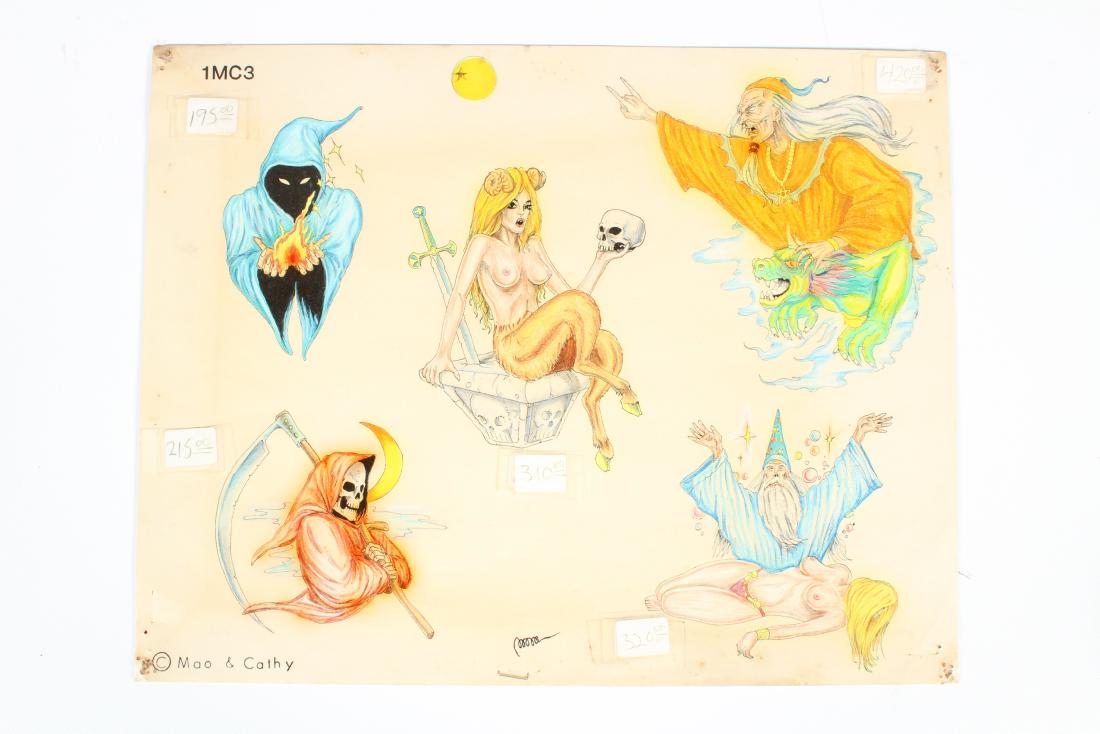 Mao & Cathy Tattoo Flash: Mao & Cathy Tattoo Flash. 1MC3. Grim reapers, wizards. 5 images. Laminated. Size: 11" H x 14" W