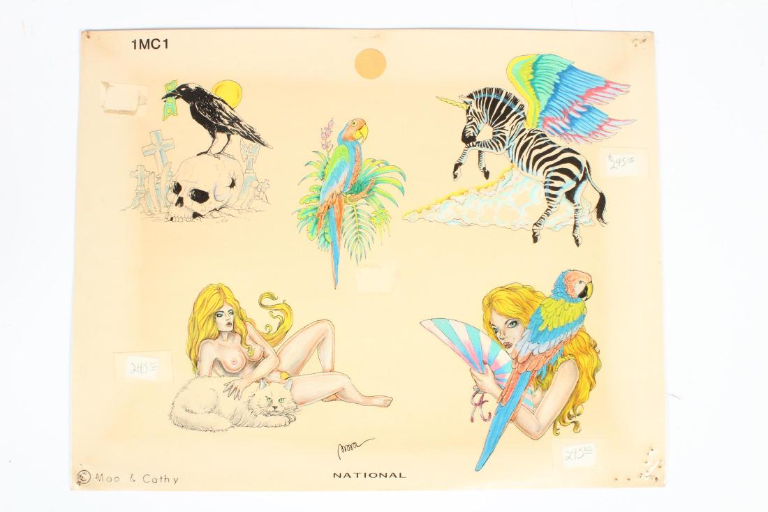 Mao & Cathy National Tattoo Flash: Mao & Cathy National Tattoo Flash. 1MC1. 5 images. Laminated. Size: 11" H x 14" W