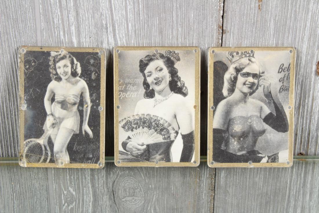3 Lenticular Photo Peep Show Pocket Calendars: 3 Lenticular Photo Peep Show Pocket Calendars. 1951 advertising swag. Size: 3.5" H x 2.5" W
