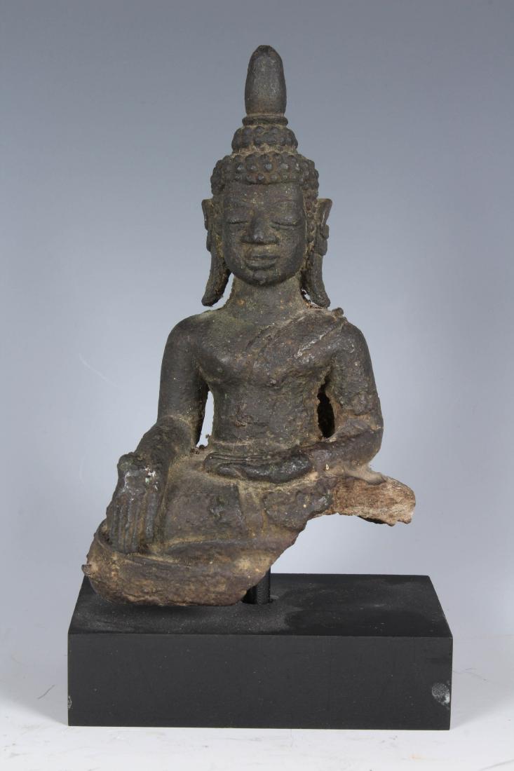 Antique Bronze Thai Buddha: Antique Bronze Thai Buddha Size: 5.5" High overall. (T5120)