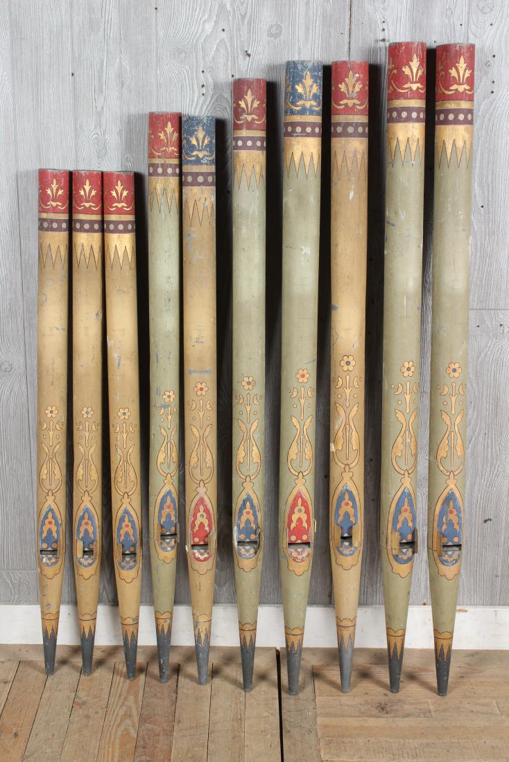 Lot of 10 Painted Calliope Organ Pipes