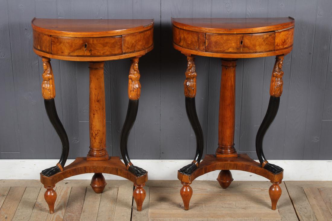Pair Late 18th/ Early 19th Demilune Console Tables (1 of 5)
