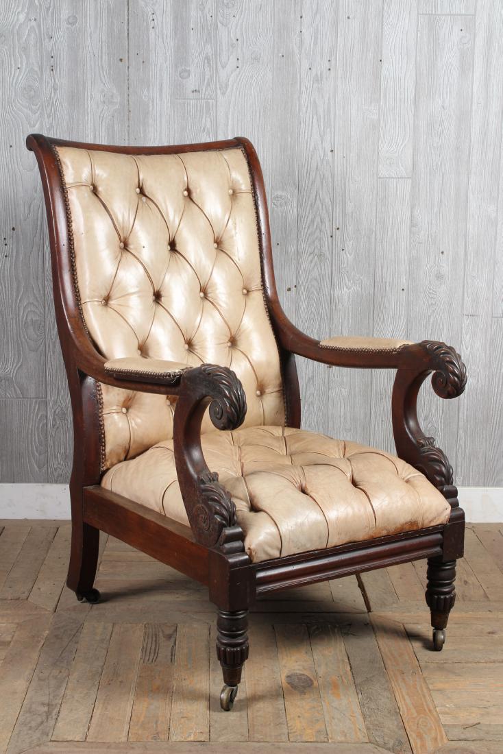 19th C Carved English William IV Library Chair (1 of 4)