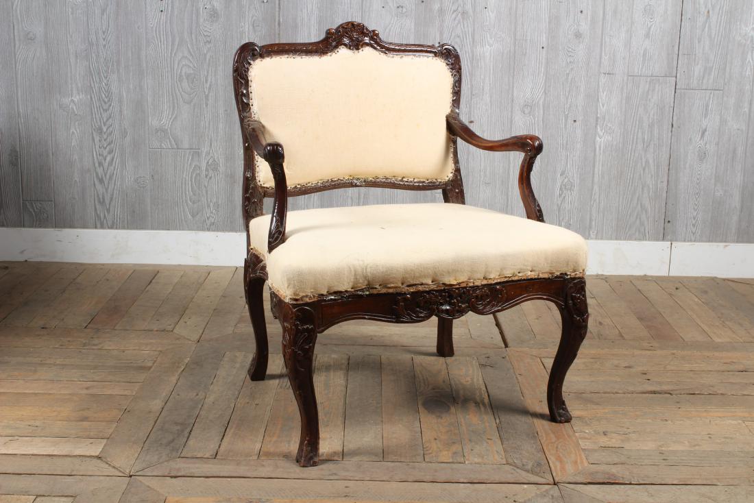 19th C. Continental Carved Open Armchair (1 of 4)