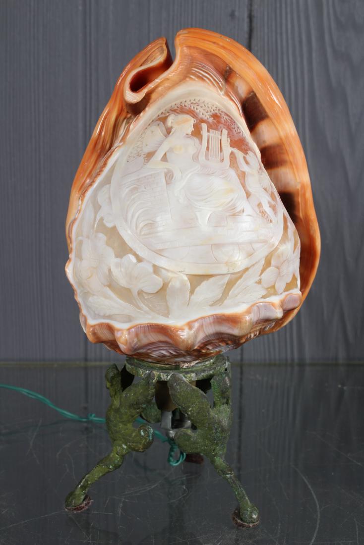 Figural Cameo Carved Conch Shell Lamp (1 of 4)