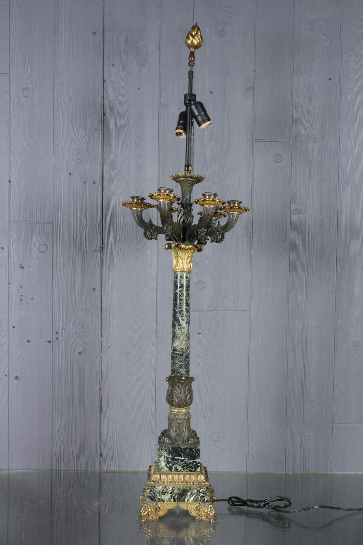 Marble and Bronze Candelabra Electrified Lamp (1 of 4)