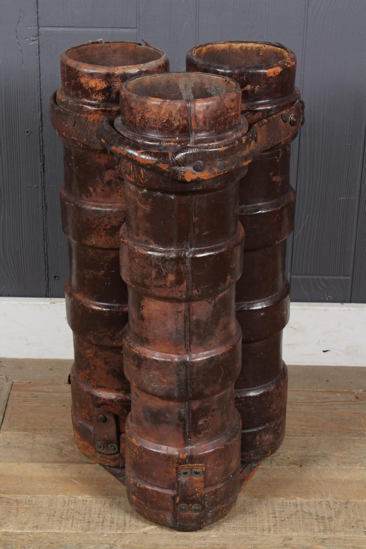 Very Unusual English Leather Mortar Carrying Case (1 of 4)