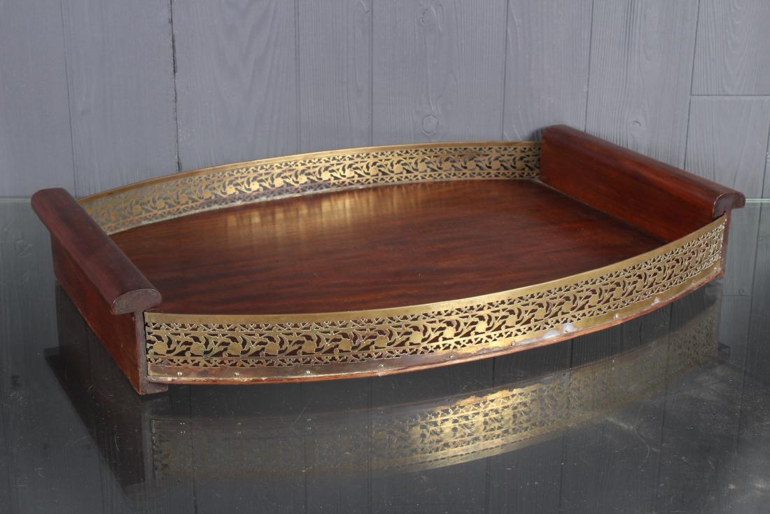 Wood and Silver Plate Tray (1 of 4)