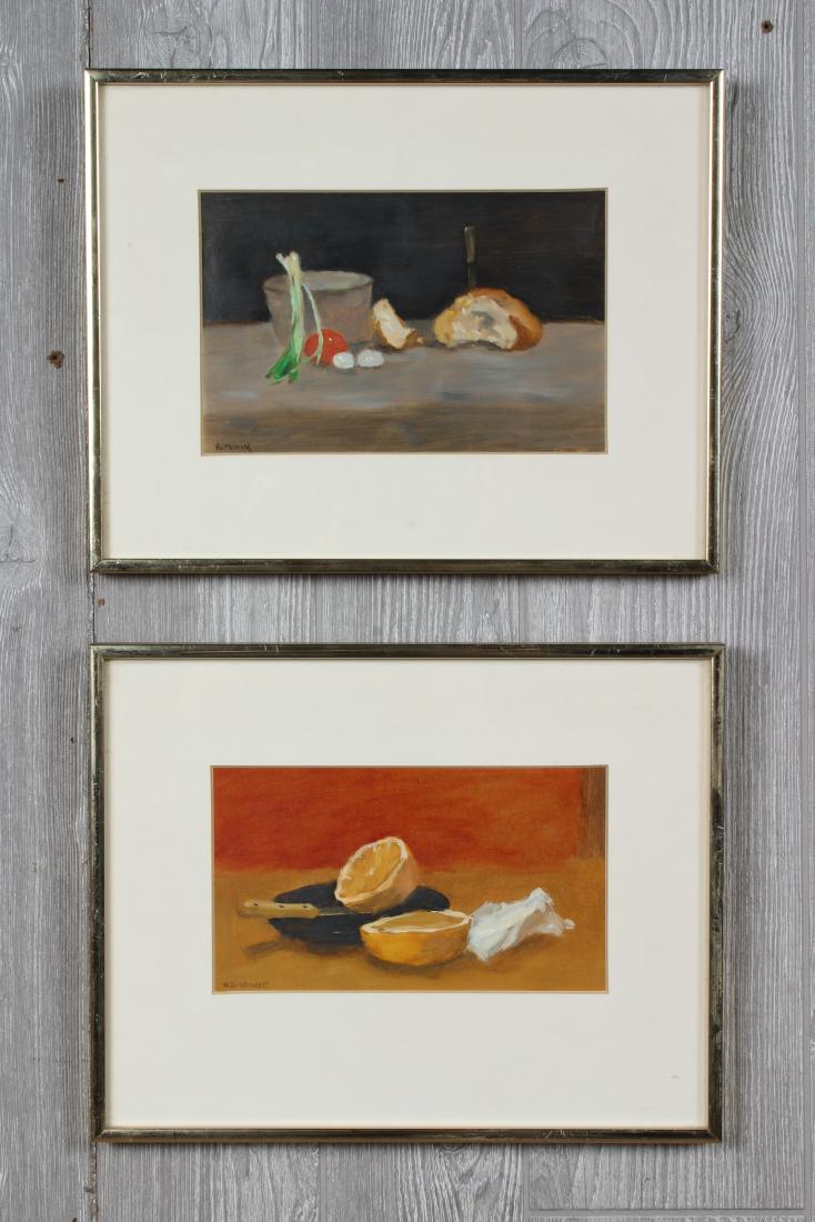 2 Seymour Reminick Still Life Paintings: 2 Seymour Reminick Still Life Paintings. FUG. Oil on paper. Size: Largest Framed: 11" H x14" W x 1" D; Sight: 6" H x 9" W